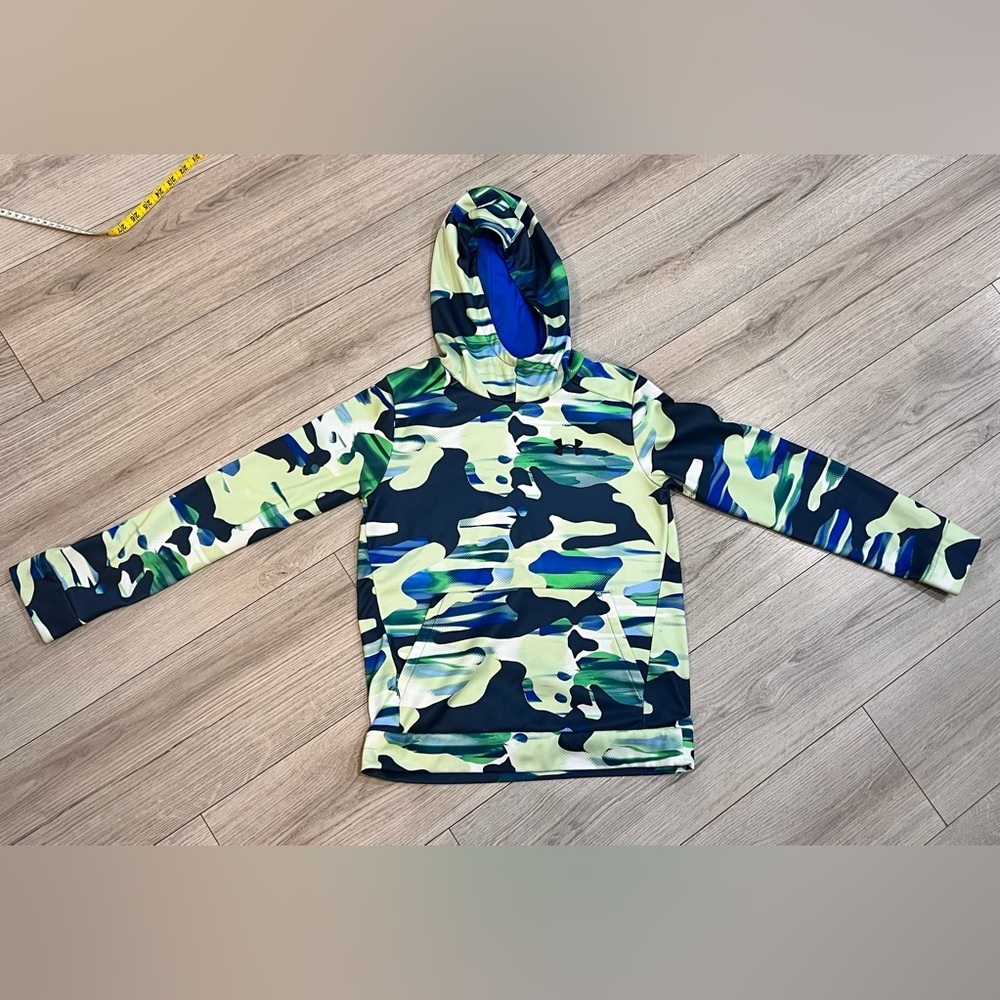 Under Armour Blue Green Camo Hoodie Youth  Large Youth